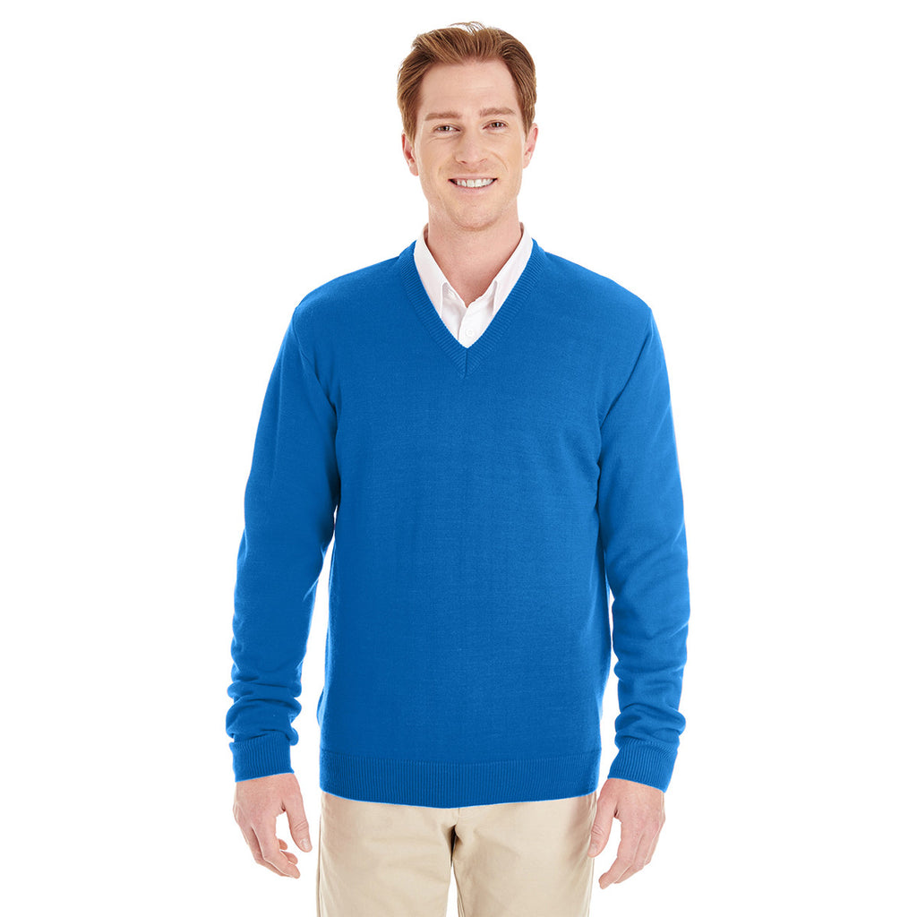 Harriton Men's True Royal Pilbloc V-Neck Sweater