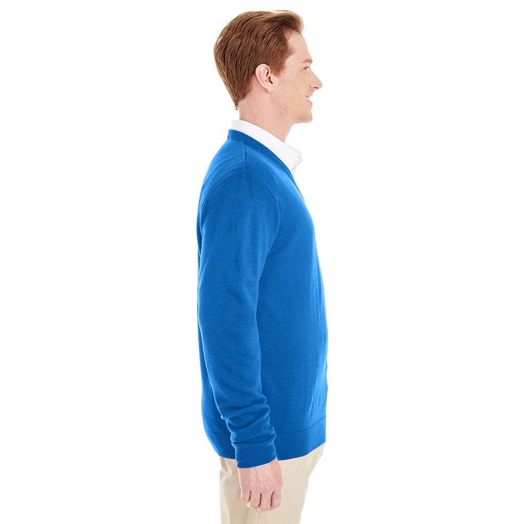 Harriton Men's True Royal Pilbloc V-Neck Sweater