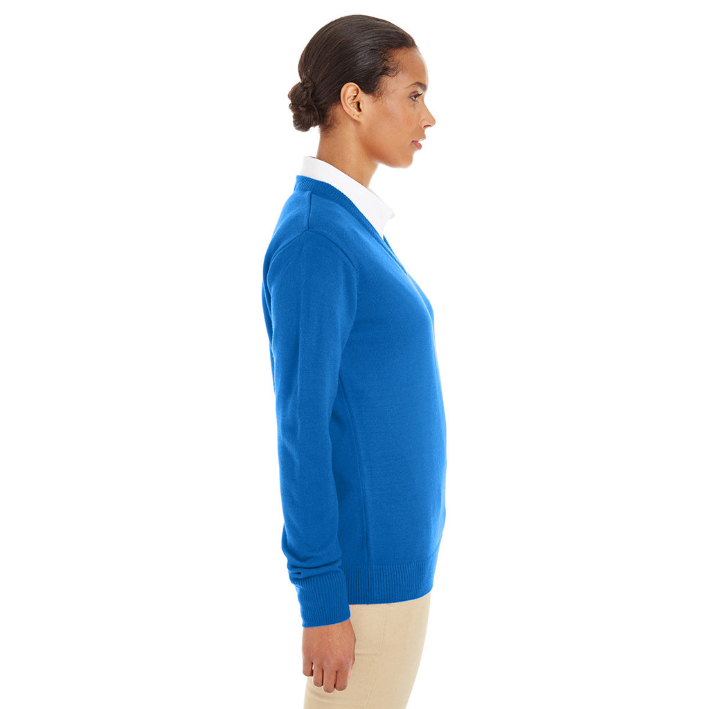 Harriton Women's True Royal Pilbloc V-Neck Sweater