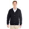 Harriton Men's Black Pilbloc V-Neck Button Cardigan Sweater