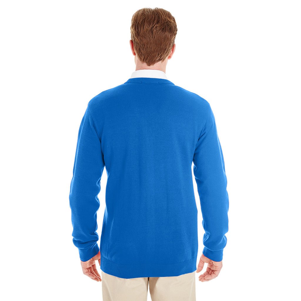 Harriton Men's True Royal Pilbloc V-Neck Button Cardigan Sweater