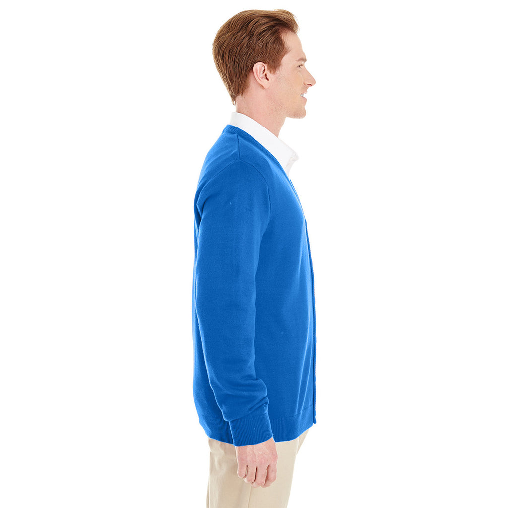 Harriton Men's True Royal Pilbloc V-Neck Button Cardigan Sweater