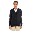 Harriton Women's Black Pilbloc V-Neck Button Cardigan Sweater