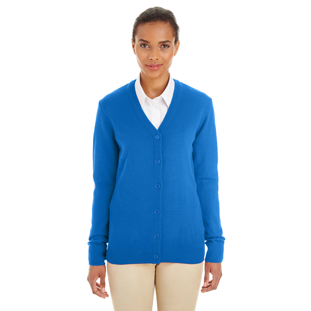 Harriton Women's True Royal Pilbloc V-Neck Button Cardigan Sweater