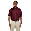 Harriton Men's Wine Easy Blend Short-Sleeve Twill Shirt with Stain-Release