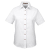 Harriton Women's White Easy Blend Short-Sleeve Twill Shirt with Stain-Release