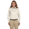 Harriton Women's Creme Easy Blend Long-Sleeve Twill Shirt with Stain-Release