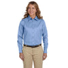 Harriton Women's Light College Blue Easy Blend Long-Sleeve Twill Shirt with Stain-Release
