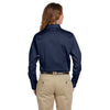 Harriton Women's Navy Easy Blend Long-Sleeve Twill Shirt with Stain-Release