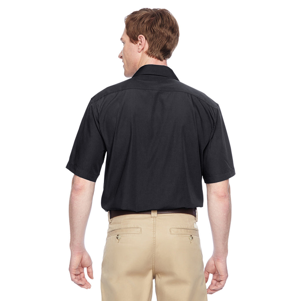 Harriton Men's Black Advantage Snap Closure Short-Sleeve Shirt