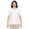 Harriton Women's White Advantage Snap Closure Short-Sleeve Shirt