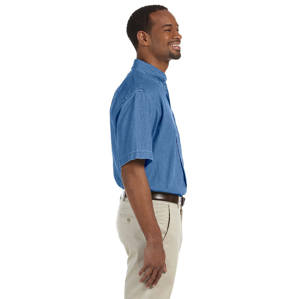 Harriton Men's Light Denim 6.5 oz. Short-Sleeve Denim Shirt