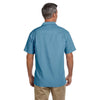 Harriton Men's Cloud Blue Barbados Textured Camp Shirt