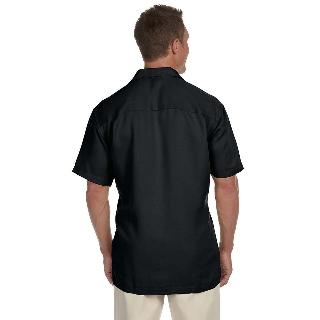 Harriton Men's Black Bahama Cord Camp Shirt
