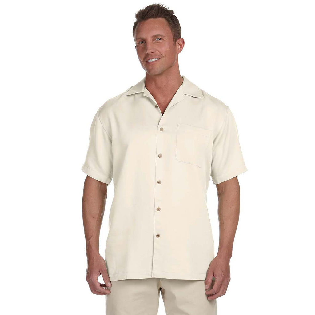 Harriton Men's Creme Bahama Cord Camp Shirt