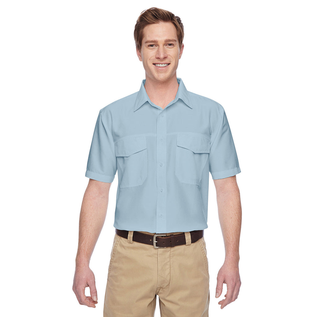 Harriton Men's Cloud Blue Key West Short-Sleeve Performance Staff Shirt
