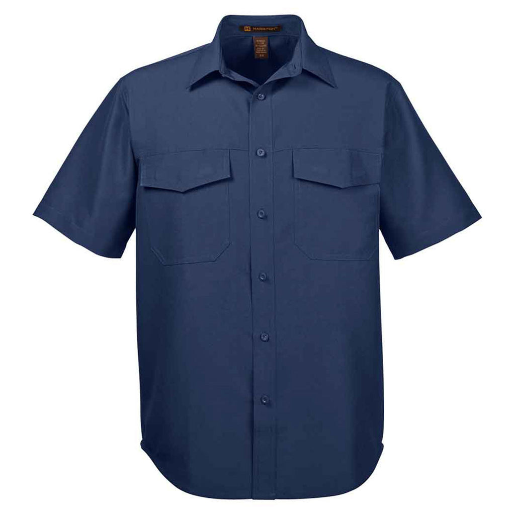 Harriton Men's Navy Key West Short-Sleeve Performance Staff Shirt