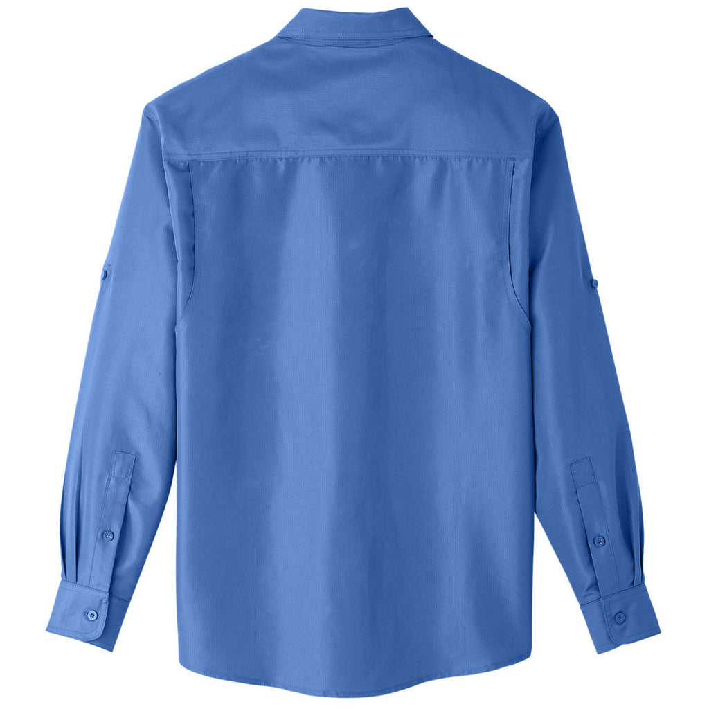 Harriton Men's Pool Blue Key West Long-Sleeve Performance Staff Shirt