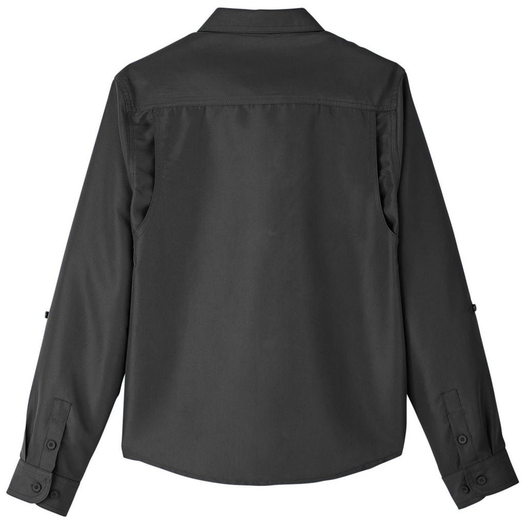 Harriton Women's Dark Charcoal Key West Long-Sleeve Performance Staff Shirt