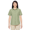 Harriton Women's Green Mist Key West Short-Sleeve Performance Staff Shirt