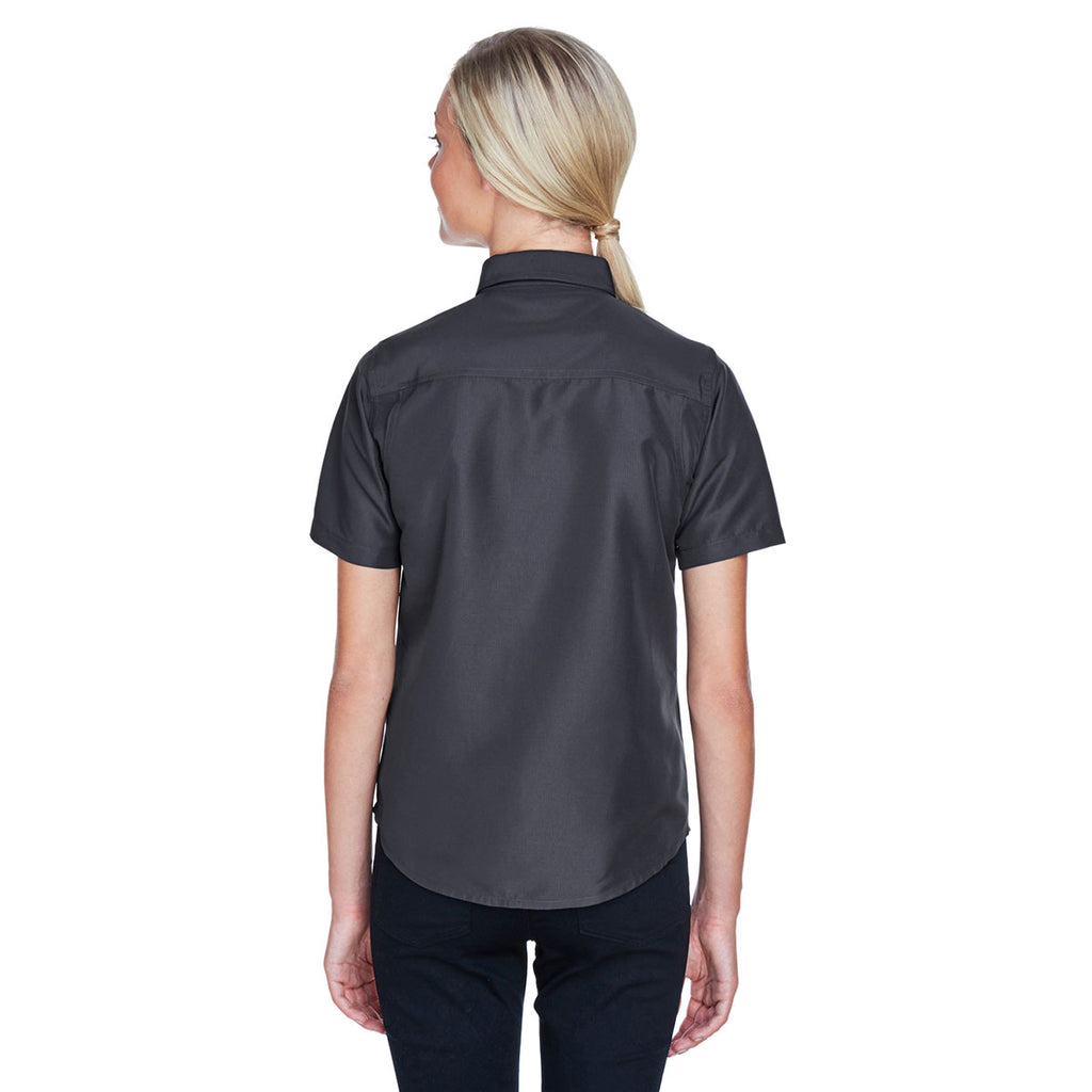 Harriton Women's Dark Charcoal Key West Short-Sleeve Performance Staff Shirt