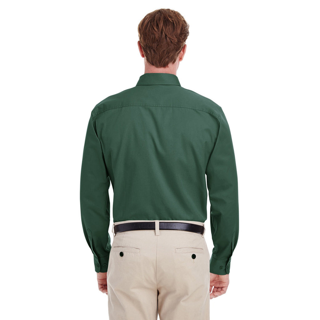 Harriton Men's Hunter Foundation 100% Cotton Long-Sleeve Twill Shirt with Teflon