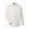 Harriton Men's White Foundation 100% Cotton Long-Sleeve Twill Shirt with Teflon