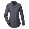 Harriton Women's Dark Charcoal Foundation 100% Cotton Long-Sleeve Twill Shirt with Teflon