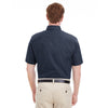 Harriton Men's Dark Navy Foundation 100% Cotton Short-Sleeve Twill Shirt Teflon
