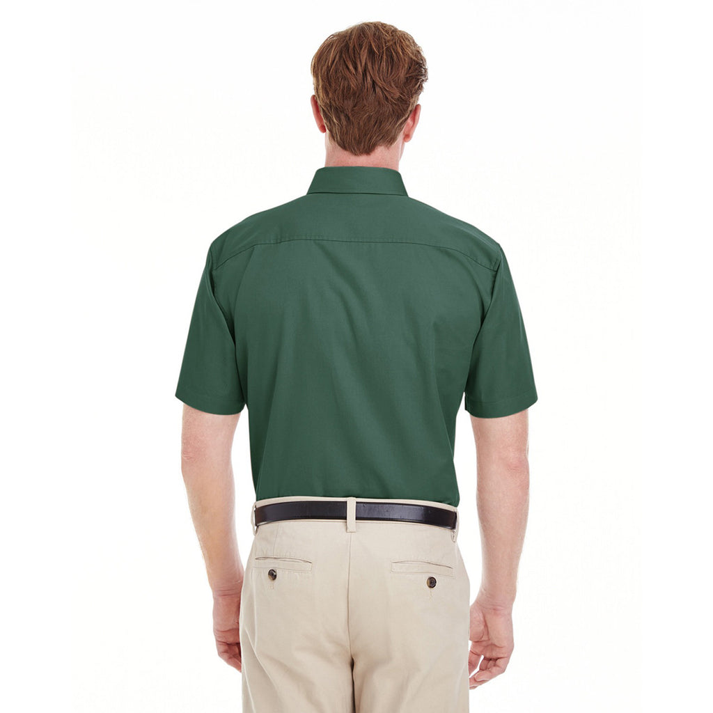 Harriton Men's Hunter Foundation 100% Cotton Short-Sleeve Twill Shirt Teflon