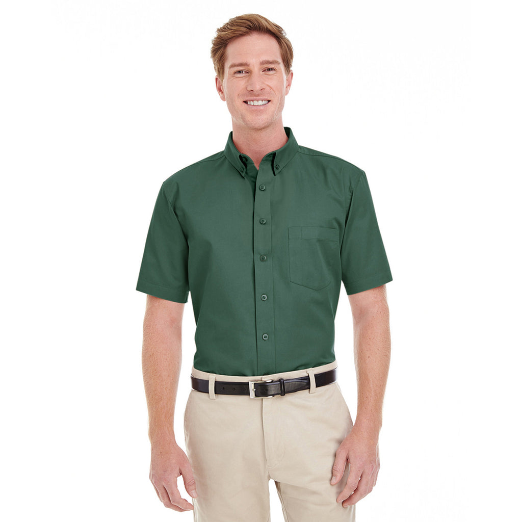 Harriton Men's Hunter Foundation 100% Cotton Short-Sleeve Twill Shirt
