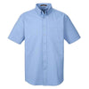 Harriton Men's Industry Blue Foundation 100% Cotton Short-Sleeve Twill Shirt Teflon