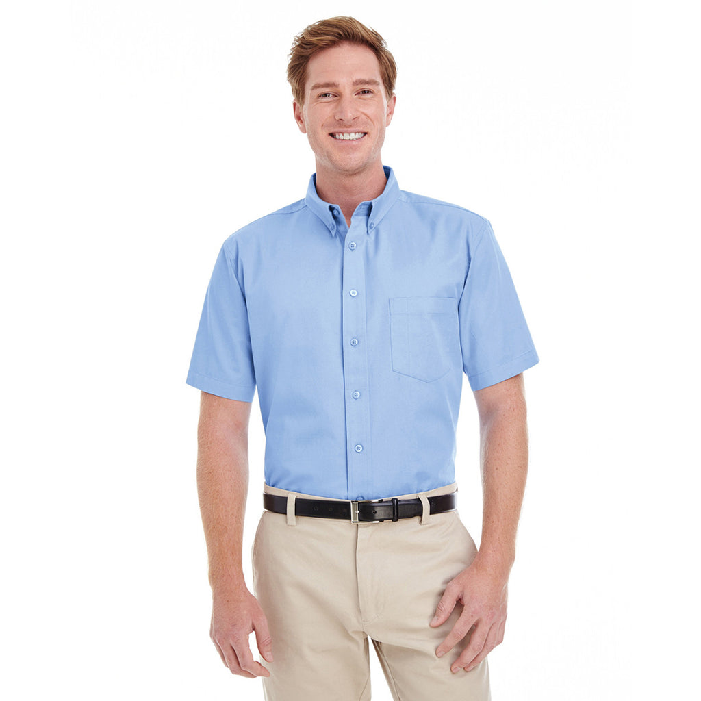 Harriton Men's Industry Blue Foundation 100% Cotton Short-Sleeve Twill