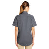Harriton Women's Dark Charcoal Foundation 100% Cotton Short-Sleeve Twill Shirt Teflon