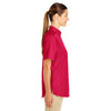 Harriton Women's Red Foundation 100% Cotton Short-Sleeve Twill Shirt Teflon