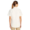 Harriton Women's White Foundation 100% Cotton Short-Sleeve Twill Shirt Teflon