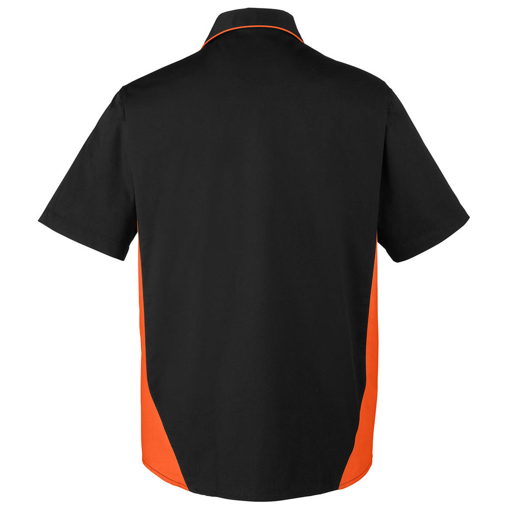 Harriton Men's Black/Team Orange Flash Colorblock Short Sleeve Shirt