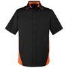 Harriton Men's Black/Team Orange Flash Colorblock Short Sleeve Shirt