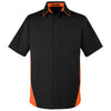 Harriton Men's Black/ Team Orange Flash Colorblock Short Sleeve Shirt