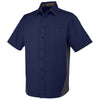 Harriton Men's Dark Navy/Dark Charcoal Flash Colorblock Short Sleeve Shirt