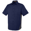 Harriton Men's Dark Navy/ Dark Charcoal Flash Colorblock Short Sleeve Shirt