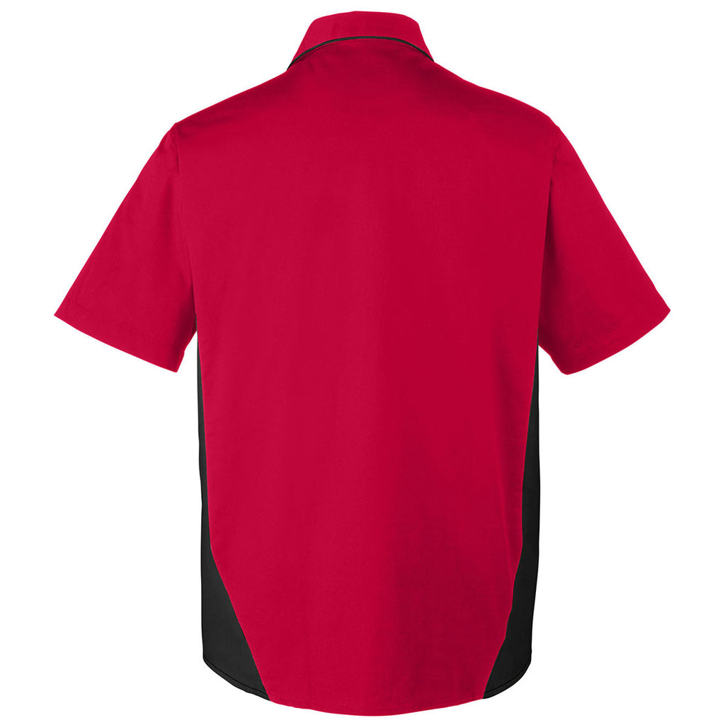 Harriton Men's Red/Black Tall Flash Colorblock Short Sleeve Shirt