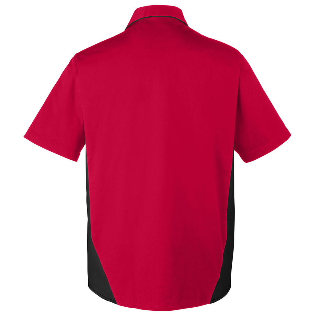 Harriton Men's Red/ Black Tall Flash Colorblock Short Sleeve Shirt