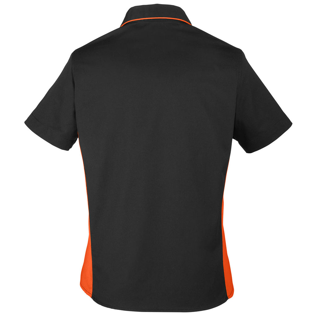 Harriton Women's Black/Team Orange Flash Colorblock Short Sleeve Shirt