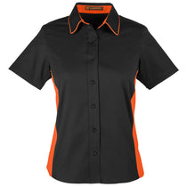 Harriton Women's Black/Team Orange Flash Colorblock Short Sleeve Shirt