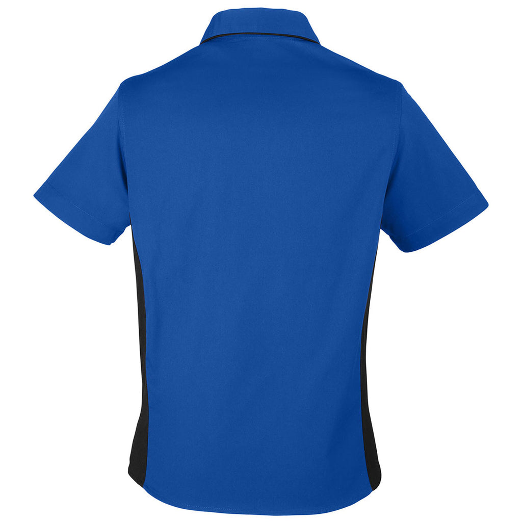 Harriton Women's True Royal/Black Flash Colorblock Short Sleeve Shirt