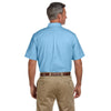 Harriton Men's Light Blue Short-Sleeve Oxford with Stain-Release