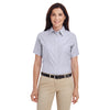 Harriton Women's Oxford Grey Short-Sleeve Oxford with Stain-Release