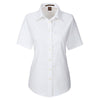 Harriton Women's White Short-Sleeve Oxford with Stain-Release