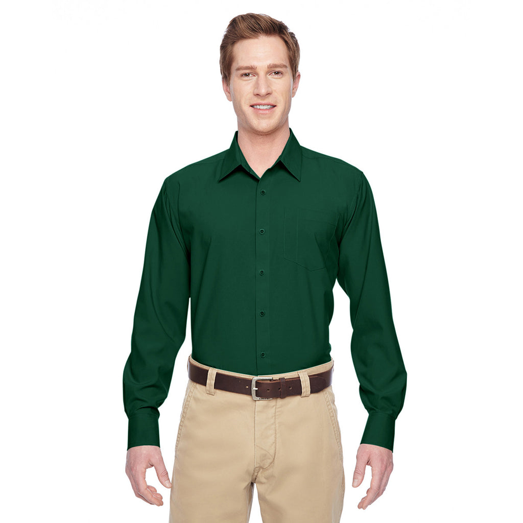 Harriton Men's Palm Green Paradise Long-Sleeve Performance Shirt